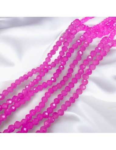 Filo di Mezzi Cristalli colore Fucsia chiaro fluo Rondelle 3x4mm Sfaccettati Briolette 120pz | GDO