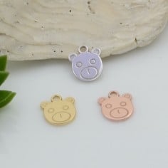 Ciondolo musetto orso in argento 925 7.5 x 6 mm 1pz Gioie d'Oriente