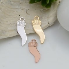 Ciondolo cornetto portafortuna in argento 925 rodiato 15 x 4 mm 1pz Gioie d'Oriente