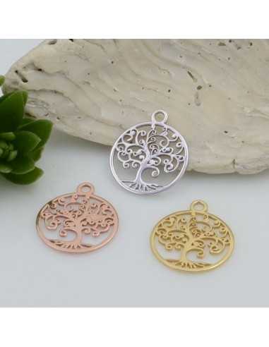 Ciondolo albero della vita in Argento 925 rodiato 12 x 10 mm 1pz Gioie d'Oriente