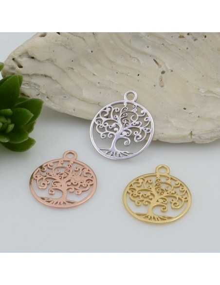 Ciondolo albero della vita in Argento 925 rodiato 12 x 10 mm 1pz Gioie d'Oriente