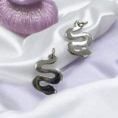 Ciondolo serpente in argento 925 rodiato 17x12 mm 1pz Gioie d'Oriente