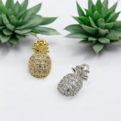 Ciondolo ananas in ottone con strass 14x8mm 1pz Gioie d'Oriente