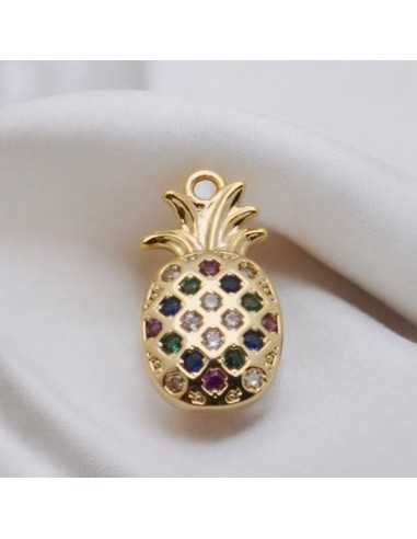 Ciondolo ananas in rame con zirconi 8x15 mm 1pz Gioie d'Oriente