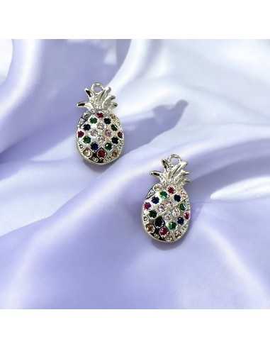 Ciondolo ananas in rame con zirconi 8x15 mm 1pz Gioie d'Oriente