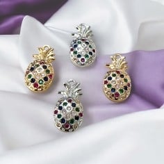 Ciondolo ananas in rame con zirconi 8x15 mm 1pz Gioie d'Oriente