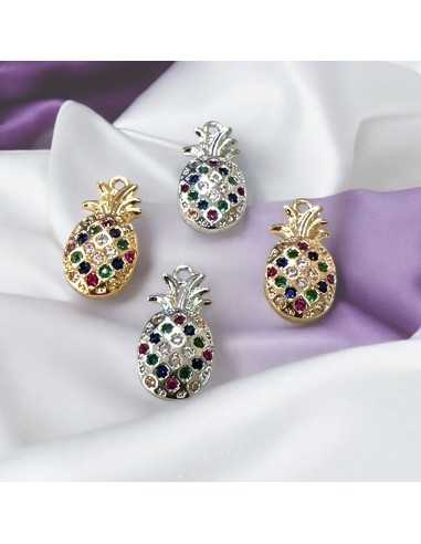 Ciondolo ananas in rame con zirconi 8x15 mm 1pz Gioie d'Oriente