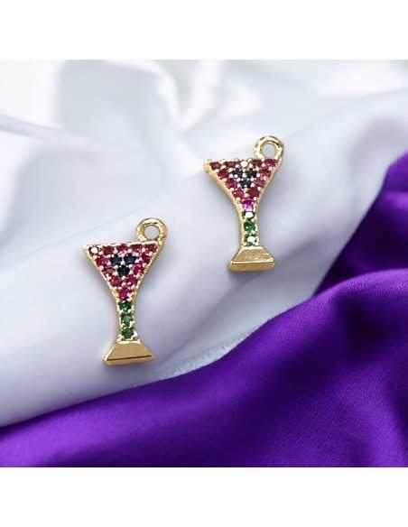 Ciondolo mezzo champagne in rame con zirconi 7,5x13 mm 1pz Gioie d'Oriente
