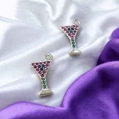 Ciondolo mezzo champagne in rame con zirconi 7,5x13 mm 1pz Gioie d'Oriente 2