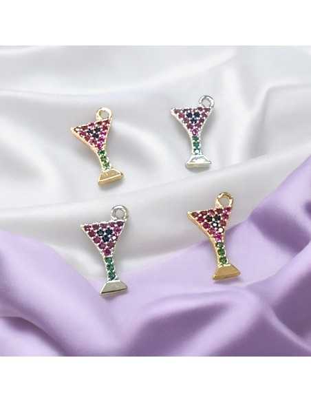 Ciondolo mezzo champagne in rame con zirconi 7,5x13 mm 1pz Gioie d'Oriente
