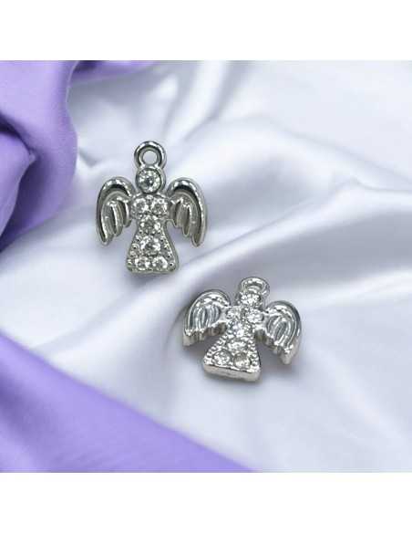 Ciondolo angelo in acciaio inox con zirconi 8x10mm 1pz Gioie d'Oriente