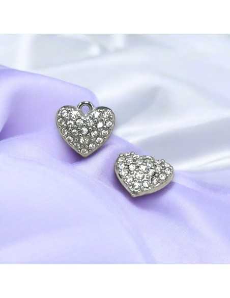 Ciondolo cuore acciaio inox con zirconi 7.5mm 1pz Gioie d'Oriente