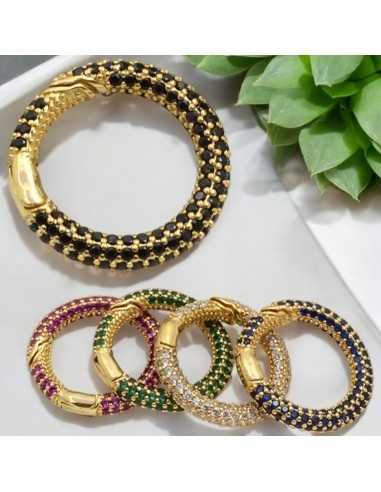 Moschettone a molla con strass in ottone base oro 28 mm 1 pz |GDO