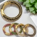 Moschettone a molla con strass in ottone base oro 28 mm 1 pz |GDO