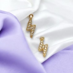 Ciondolo fulmine in acciaio con zirconi 12x5mm 1pz Gioie d'Oriente 2