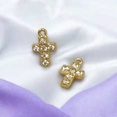 Ciondolo croce in acciaio con zirconi 10x6mm 1pz Gioie d'Oriente 2