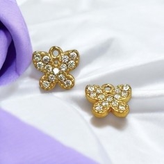 Ciondolo farfalla in acciaio con zirconi 7x8mm 1pz Gioie d'Oriente 2