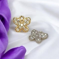 Ciondolo farfalla in acciaio con zirconi 7x8mm 1pz Gioie d'Oriente