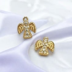 Ciondolo angelo in acciaio inox con zirconi 8x10mm 1pz Gioie d’Oriente 2