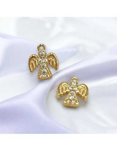 Ciondolo angelo in acciaio inox con zirconi 8x10mm 1pz Gioie d'Oriente