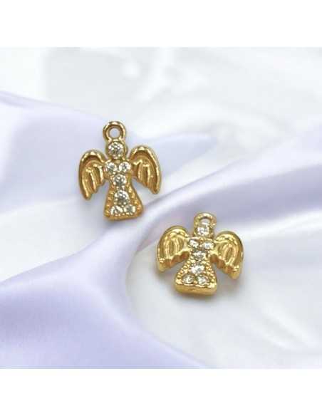 Ciondolo angelo in acciaio inox con zirconi 8x10mm 1pz Gioie d'Oriente