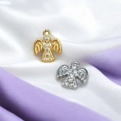 Ciondolo angelo in acciaio inox con zirconi 8x10mm 1pz Gioie d’Oriente