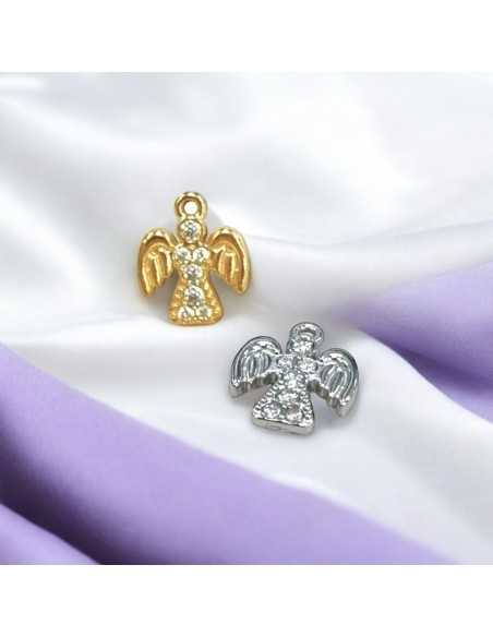Ciondolo angelo in acciaio inox con zirconi 8x10mm 1pz Gioie d’Oriente