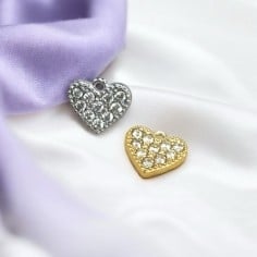 Ciondolo cuore acciaio inox con zirconi 8.5mm 1pz Gioie d'Oriente