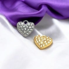Ciondolo cuore acciaio inox con zirconi 7.5mm 1pz Gioie d'Oriente