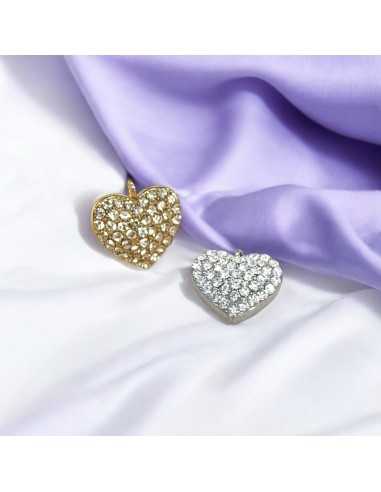 Ciondolo Cuore in Acciaio con Zirconi con anellina frontale 10mm 1pz | GDO