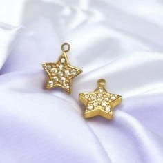 Ciondolo stella in acciaio con zirconi 8x9mm 1pz Gioie d'Oriente 2