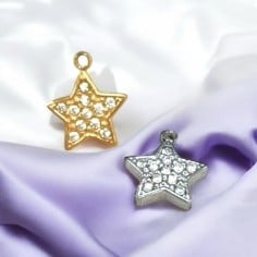 Ciondolo stella in acciaio con zirconi 8x9mm 1pz Gioie d'Oriente