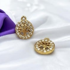 Ciondolo Albero della vita in acciaio con zirconi 8x9mm 1pz Gioie d'Oriente 2