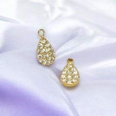 Ciondolo goccia in acciaio con zirconi 5x10mm 1pz Gioie d'Oriente 2