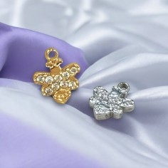 Ciondolo ape in acciaio con zirconi 7x8mm 1pz Gioie d'Oriente