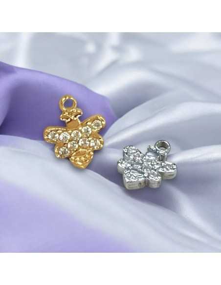 Ciondolo ape in acciaio con zirconi 7x8mm 1pz Gioie d'Oriente