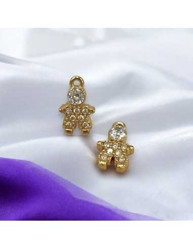Ciondolo bimbo in acciaio oro con zirconi 6x9mm 1pz Gioie d'Oriente