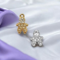 Ciondolo bimbo in acciaio con zirconi 6x9mm 1pz Gioie d'Oriente