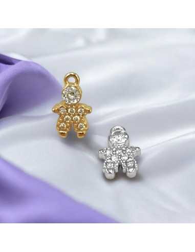 Ciondolo bimbo in acciaio con zirconi 6x9mm 1pz Gioie d'Oriente