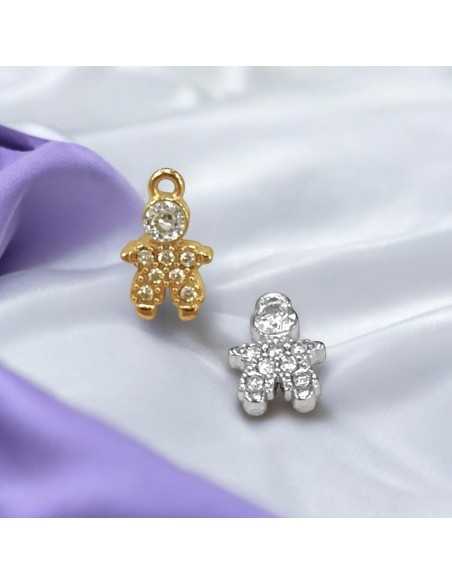 Ciondolo bimbo in acciaio con zirconi 6x9mm 1pz Gioie d'Oriente