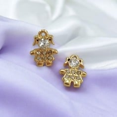 Ciondolo bimba in acciaio con zirconi 7x9mm 1pz Gioie d'Oriente 2