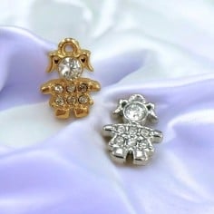 Ciondolo bimba in acciaio con zirconi 7x9mm 1pz Gioie d'Oriente