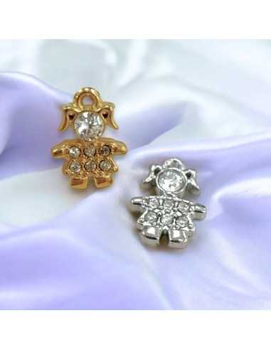 Ciondolo bimba in acciaio con zirconi 7x9mm 1pz Gioie d'Oriente
