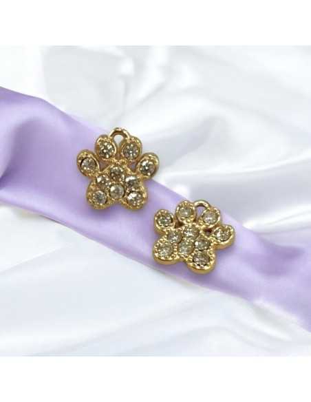 Ciondolo zampa in acciaio oro con zirconi 8mm 1pz Gioie d'Oriente