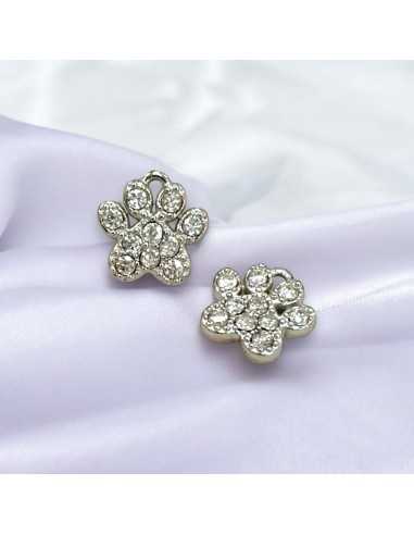 Ciondolo zampa in acciaio rodio con zirconi 8mm 1pz Gioie d'Oriente
