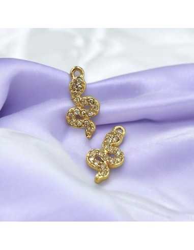 Ciondolo a forma di Serpente in Acciaio oro con Zirconi 5x12mm 1pz Gioie d'Oriente