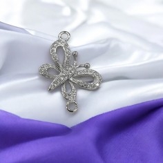 Connettore farfalla con zirconi in Argento 925 15x24 mm 1pz Gioie d'Oriente