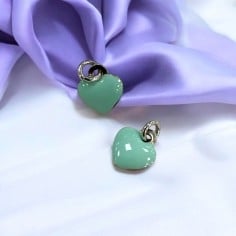 Ciondolo cuore smaltato verde Tiffany in Argento 925 10x12 mm 1pz Gioie d'Oriente