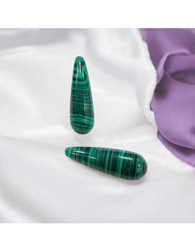 Goccia Malachite sintetica liscio 10x30mm e 10x40mm per creazioni |GDO