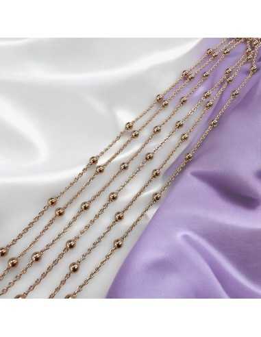 Catena ovalina in Argento 925% Oro rosa con Palline 3mm |GDO